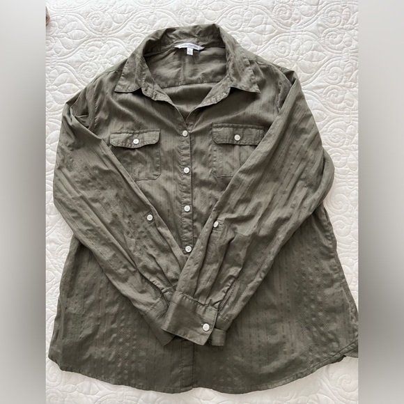 Croft & Barrow Green Lightweight Button Up Shirt Size L - Picture 5 of 7